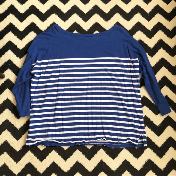 Blue and White Striped Boatneck Shirt - Picture 2 of 4